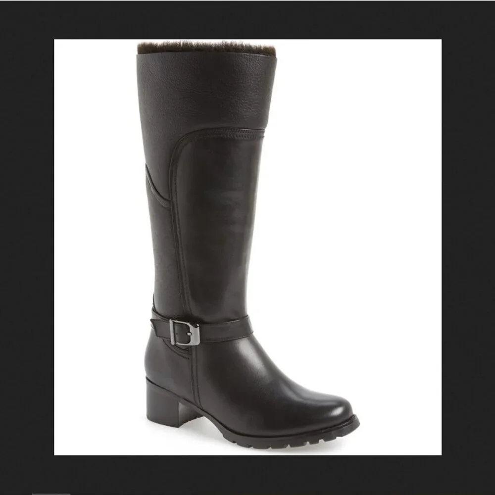 Blondo NEW Fabrizia Waterproof Tall Riding Boots Genuine Shearling Lamb Leather